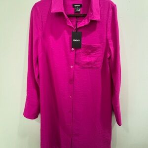 DKNY Fuchsia Long Sleeve Dress